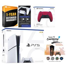 Playstation 5 Slim Disc with Extra Controller, Charging Dock and MightySkins Decal Voucher + 1 Year CPS - PlayStation 5