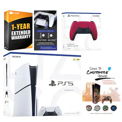 CPS
1-YEAR EXTENDED WARRANTY
CHARGE BASE™
CONTROLLER CHARGING SOLUTIONS
WORKS WITH: MARCH AVIC
PLAYSTATION®5
SONY
DualSense™ Wireless Controller
For PS5™
SONY
PlayStation®5
PlayStation®5 Slim Disc Edition
SKINS TO CUSTOMIZE YOUR
PLAYSTATION®5 SLIM DISC EDITION + ONE CONTROLLER
MANY DESIGNS TO CHOOSE FROM!