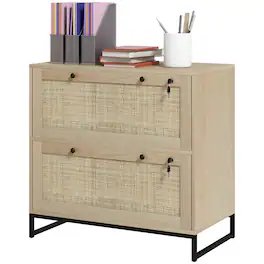 Vinsetto - Filing Cabinet, Boho 2 Drawer File Cabinet with Adjustable Hanging Bar for Letter