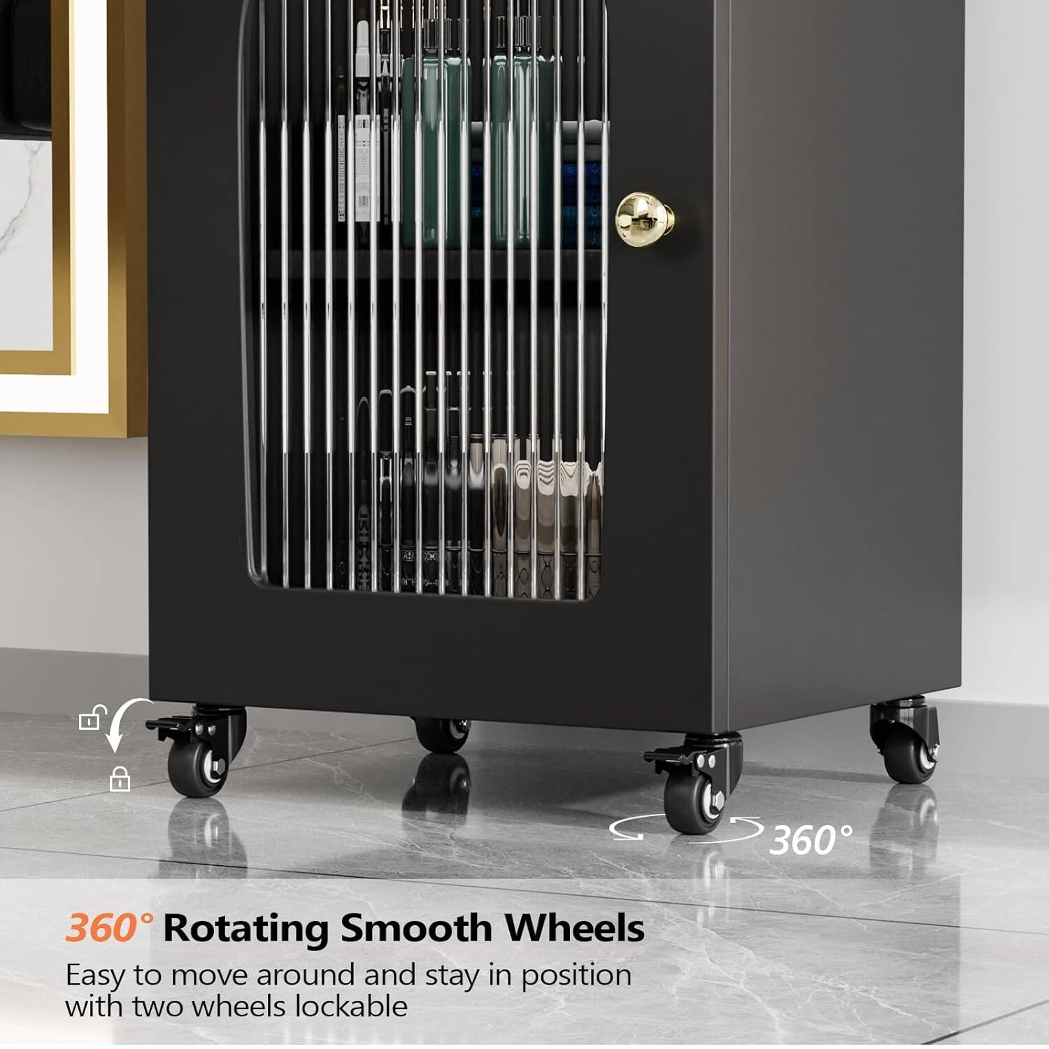 360° Rotating Smooth Wheels  
Easy to move around and stay in position with two wheels lockable