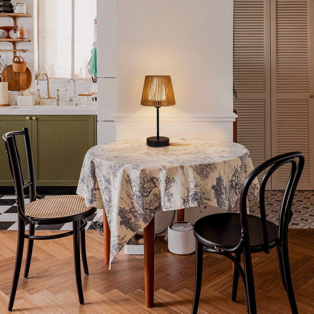 Back. ONEWISH - 2-Pack Cordless Table Lamps with Double Shades – Portable, Touch-Control, Holiday Gift & Home Accent - Black.