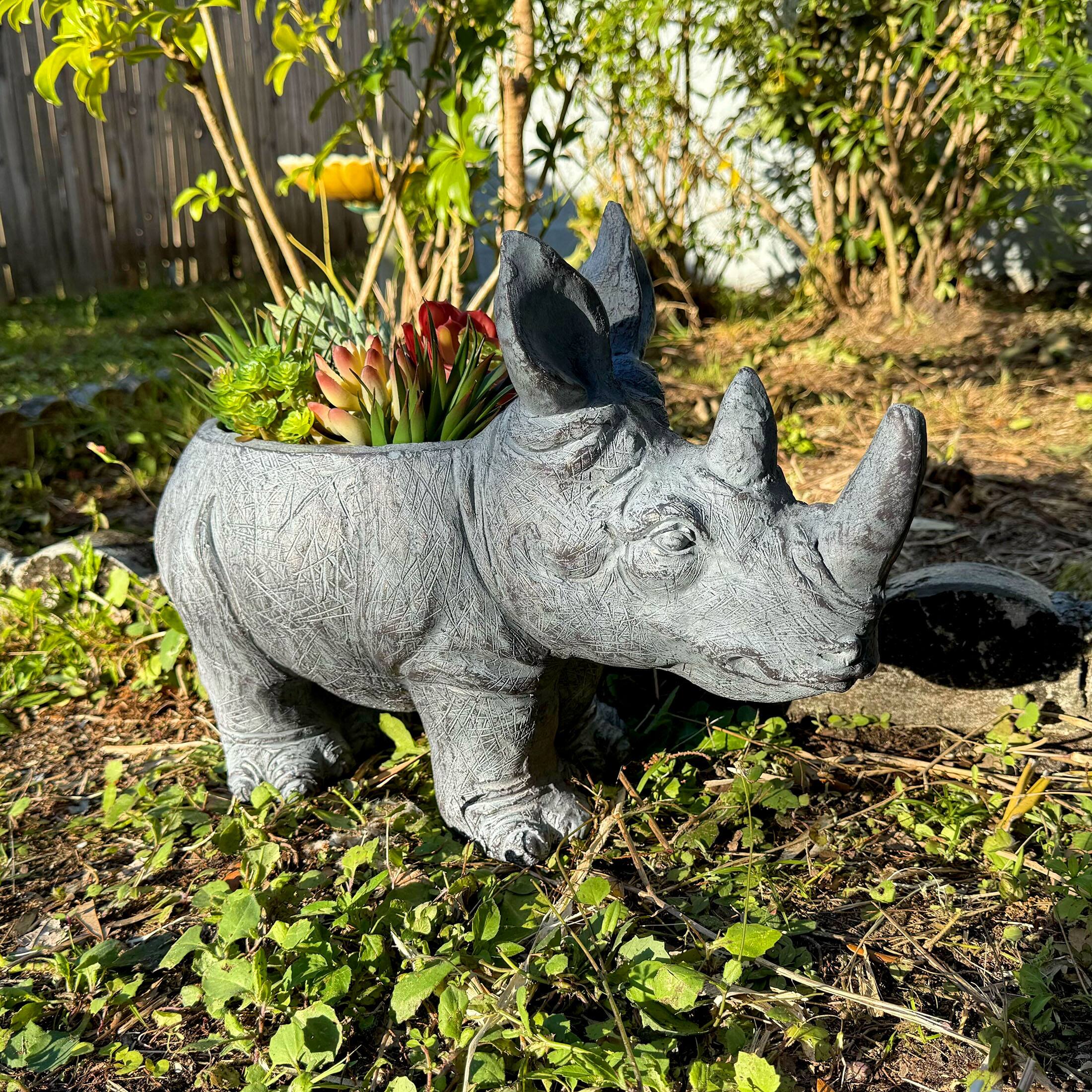 Alt View 4. Zeckos - Grey Rhino MGO Planter - 18.5" - Weather-Resistant Magnesium - Indoor/Outdoor - Grey.