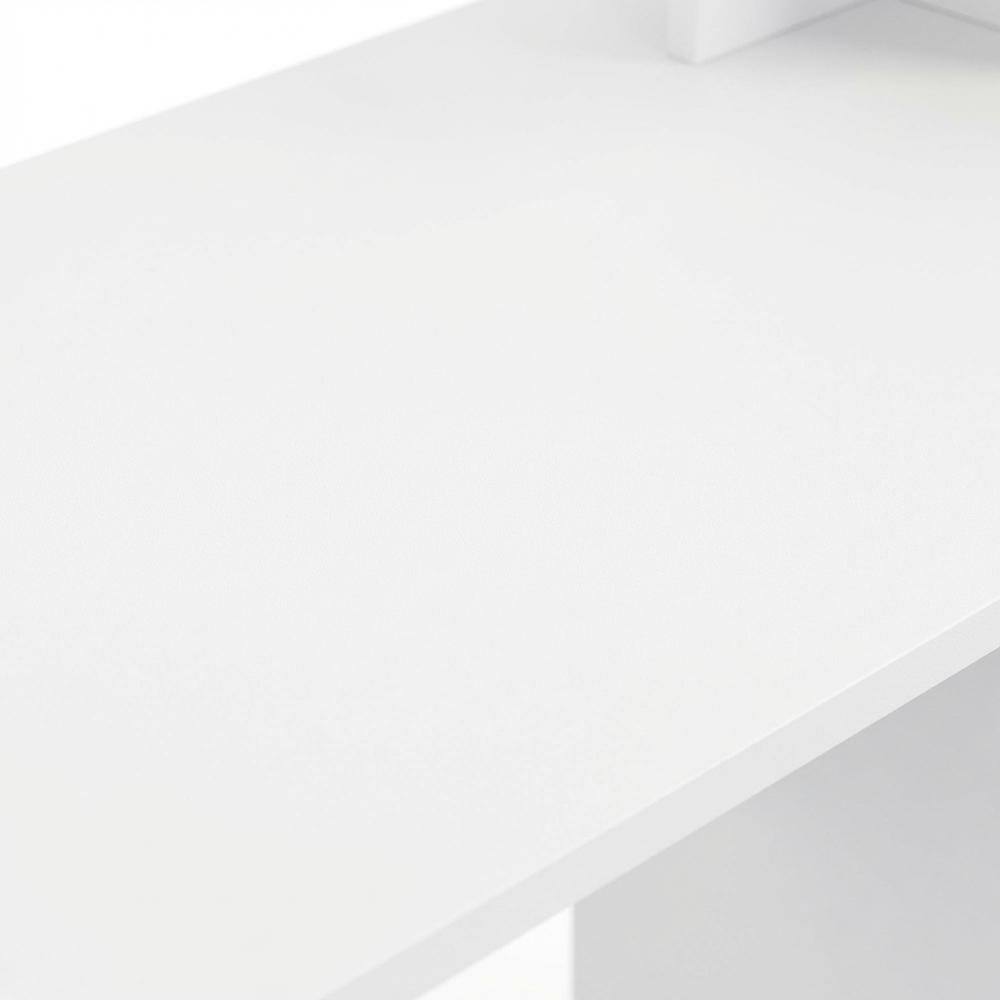 Alt View 1. BisonOffice - White, Black multipurpose computer desk with storage bin, home office workspace - White/Black.