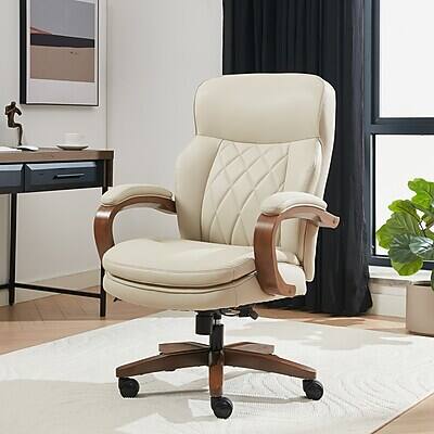 Alt View 1. La-Z-Boy - La-Z-Boy Colston Ergonomic Vegan Leather Swivel Executive Chair, Cream (60120-CRM) - Cream.