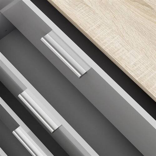 Back. SlickBlue - Modern Bedroom Dresser with 8 Drawers, Finished Sides and Top - White, Oak.