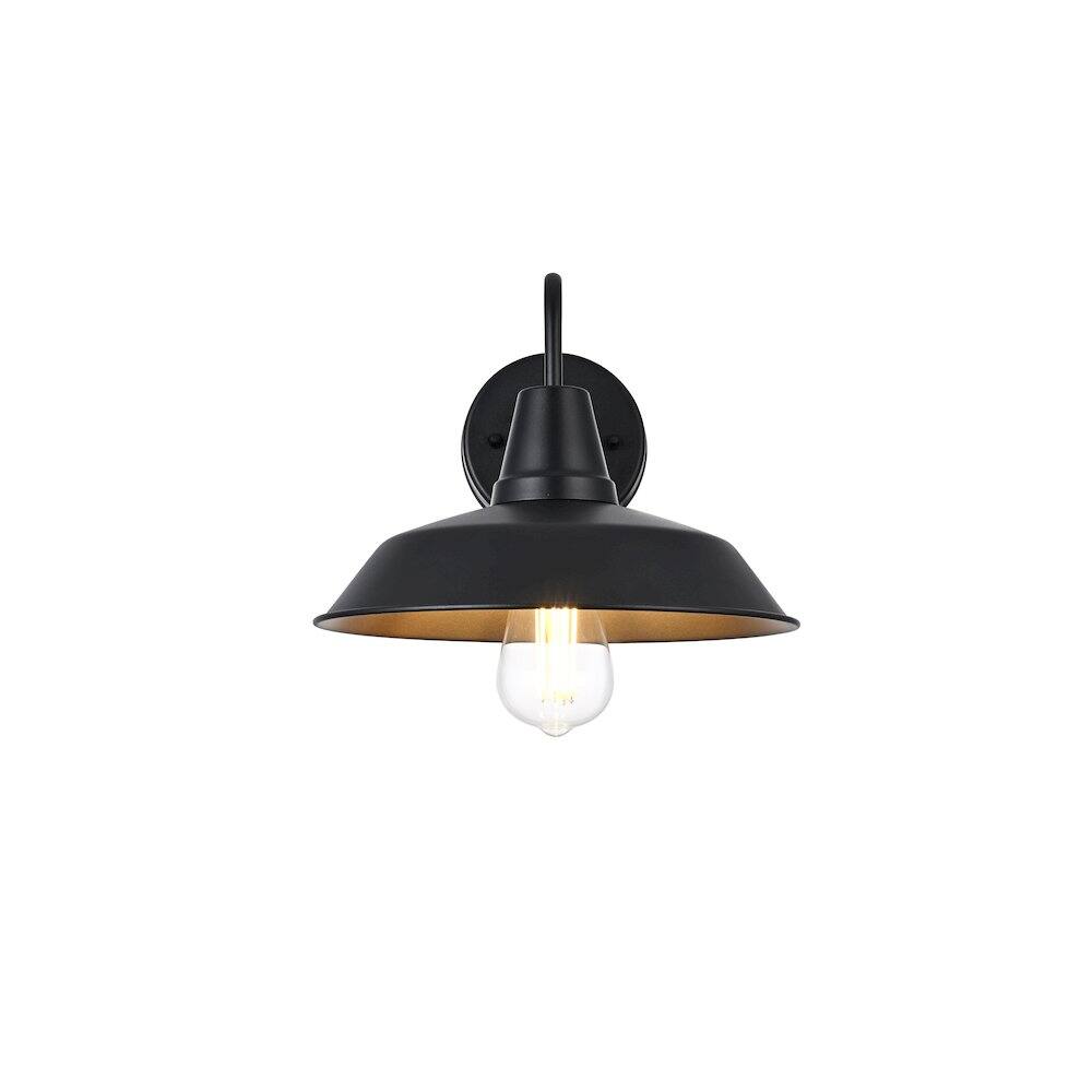 Back. Elegant Lighting - Tinsley 13 inch Outdoor Wall sconce in Black - Black And Clear.