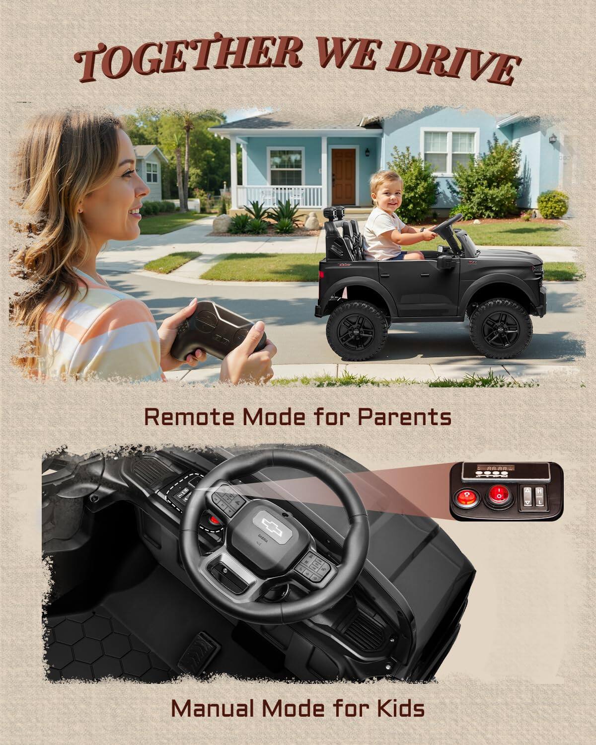 TOGETHER WE DRIVE

Remote Mode for Parents

Manual Mode for Kids