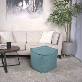 GOODSILO - Handcrafted Square Pouf Ottoman Floor Cushion Stylish Home Decor Accent Piece - Teal