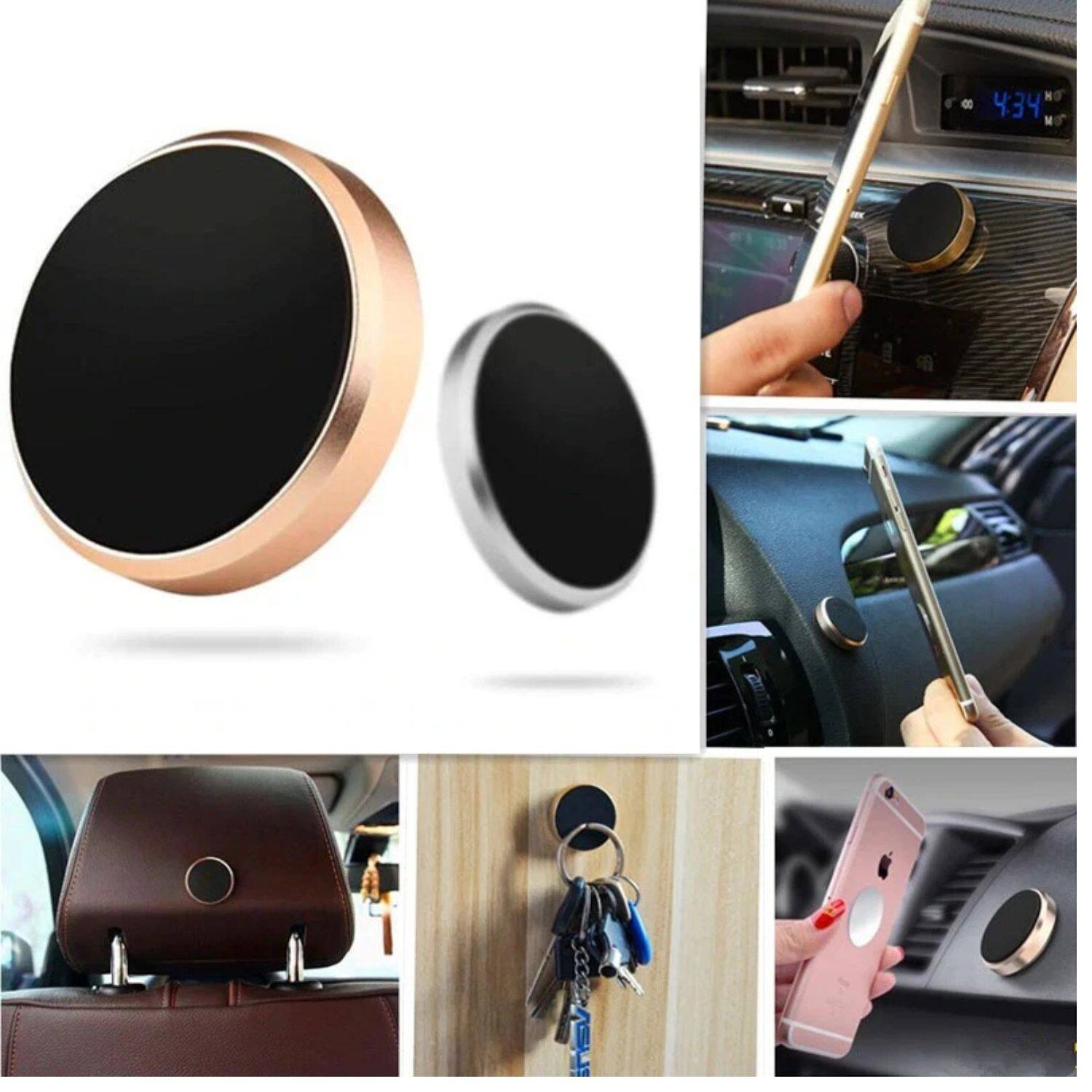 Left. Home Collection - 2-Pack Black Magnetic Universal Car Mount Holder for Cell Phone – 360° Rotating Dashboard & Air Vent Stand - Black.
