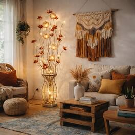 FC Design - 58"H Coffee Brown Wire Vase with Metallic Floral Stem LED Floor Lamp