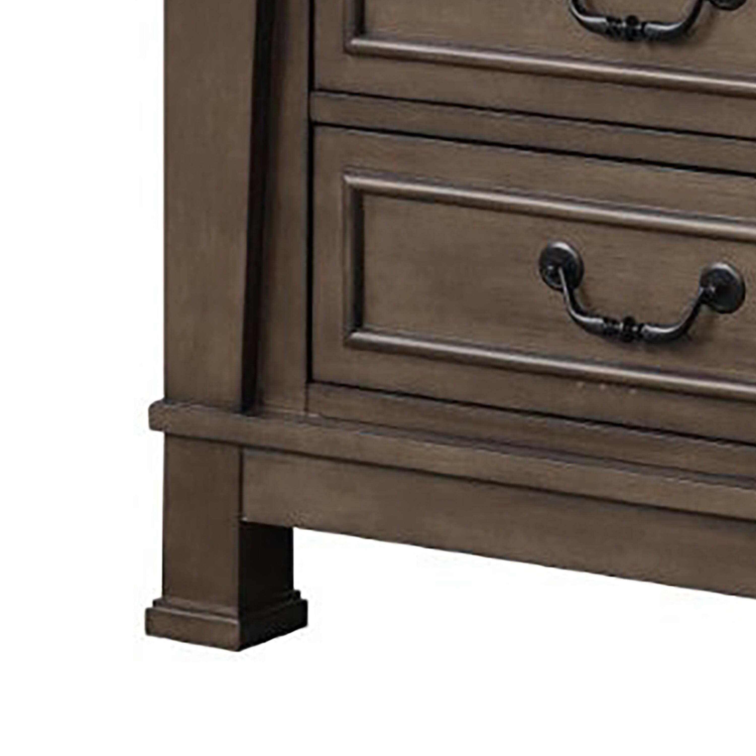 Alt View 3. Manhattan Lane - Huder Nightstand, 3 Drawers, 29 Inch - Walnut Brown, Black.