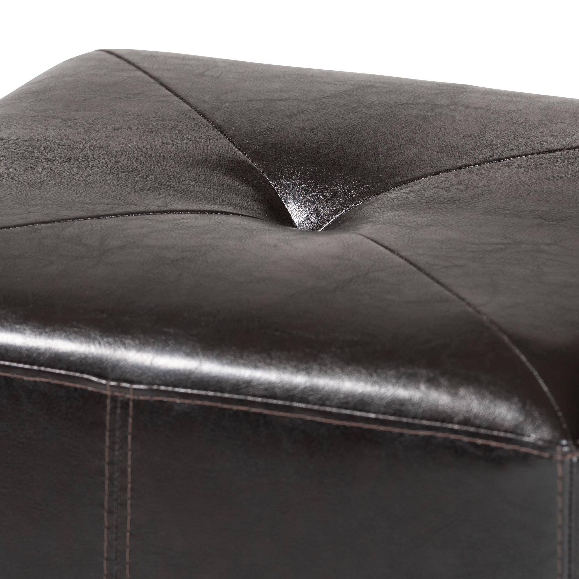 Left. Baxton Studio - Aric Bonded Leather Ottoman - Dark Brown.