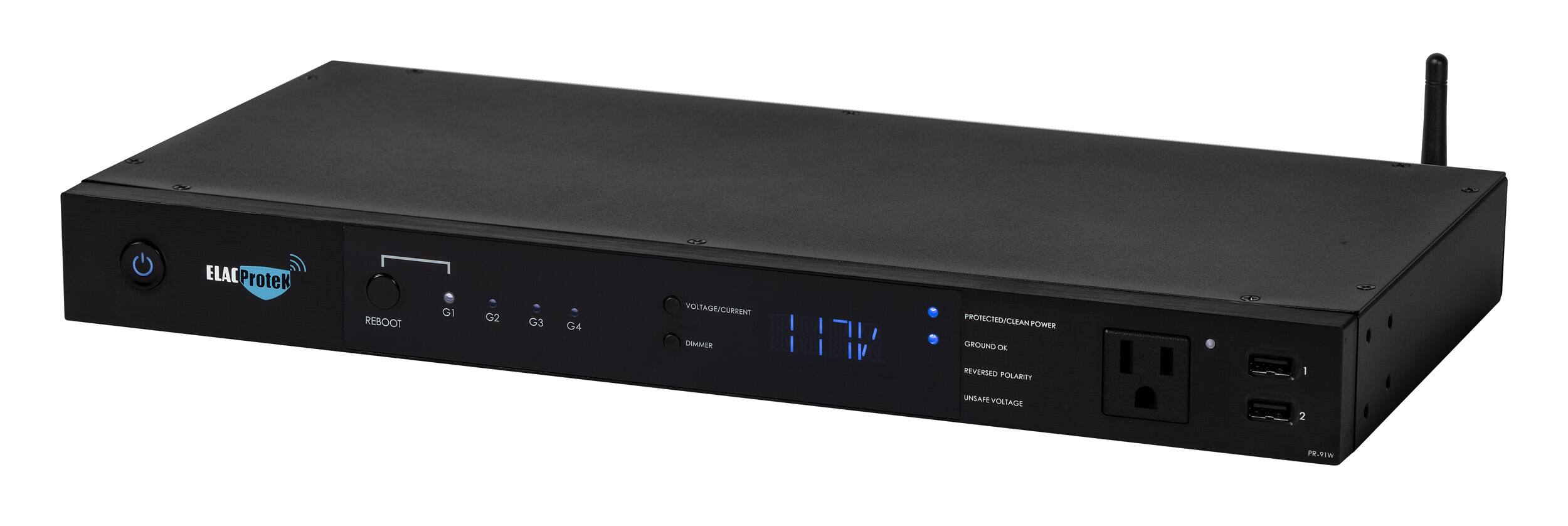 Alt View 11. ELAC ProteK - 10 Outlet/2 USB Component 6480 Joules Surge Protector/Power Conditioner - Black.