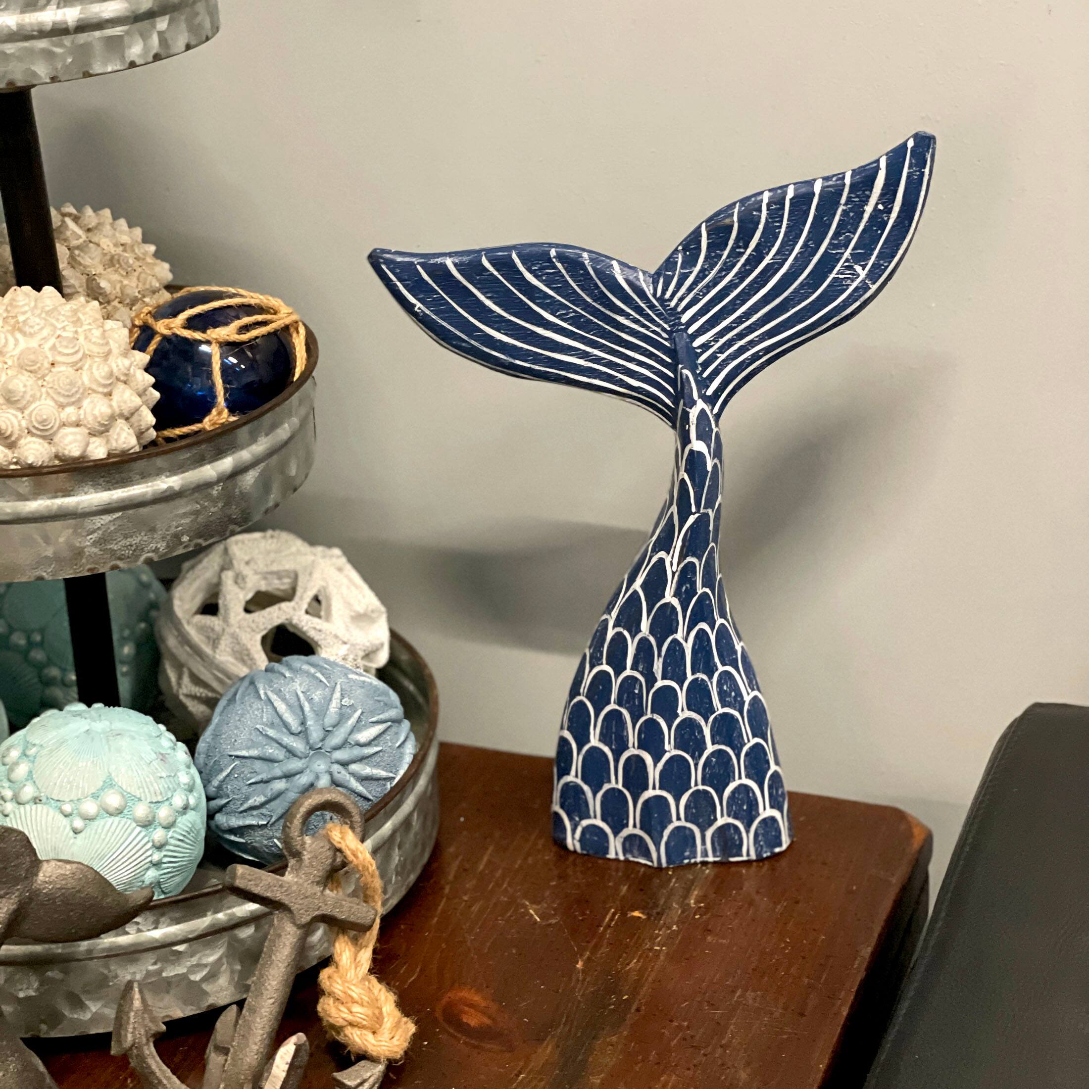 Alt View 5. Things2Die4 - Navy Blue Wood Mermaid Tail Sculpture 13.75" Nautical Coastal Decor Art - Navy.