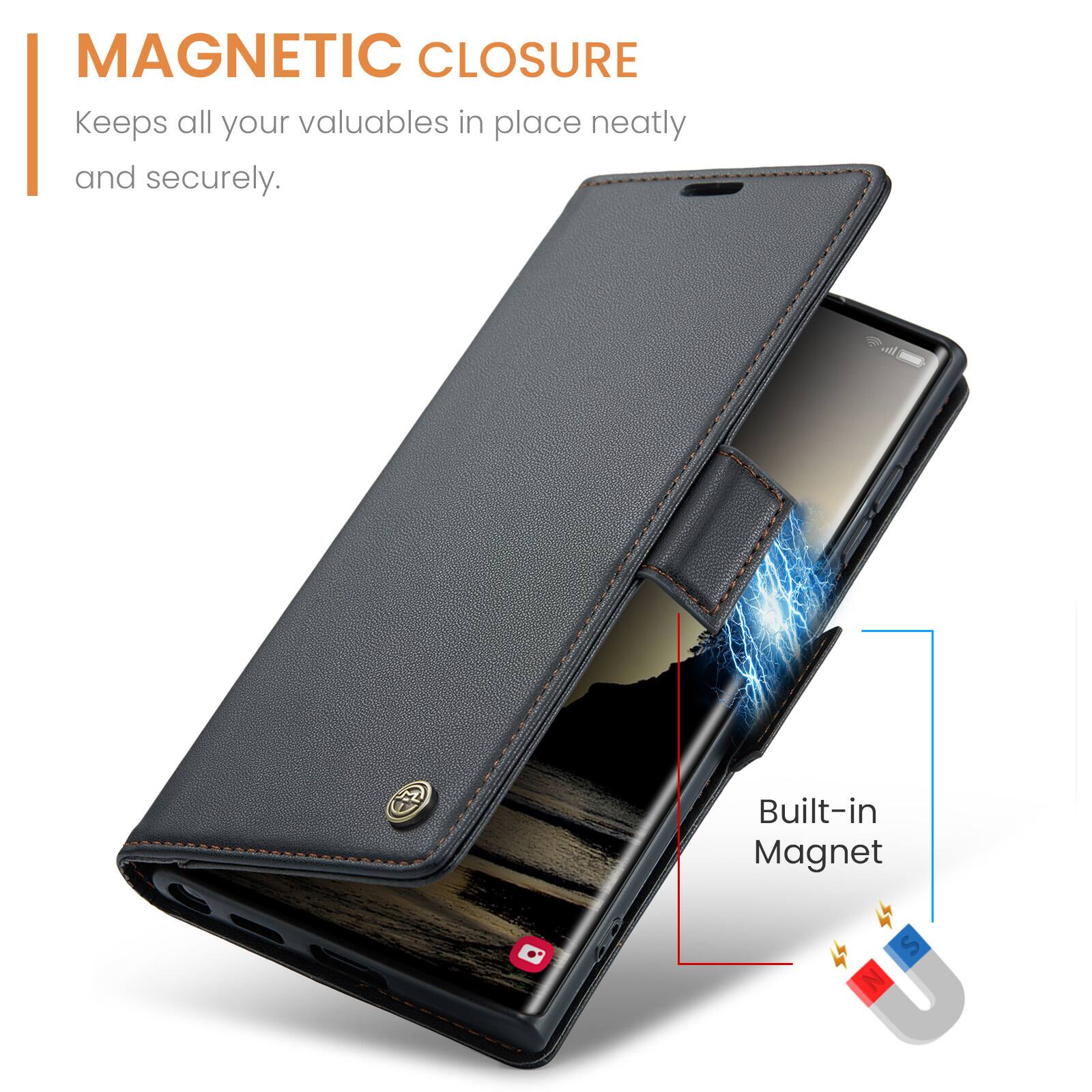 MAGNETIC CLOSURE  
Keeps all your valuables in place neatly and securely.  
Built-in Magnet