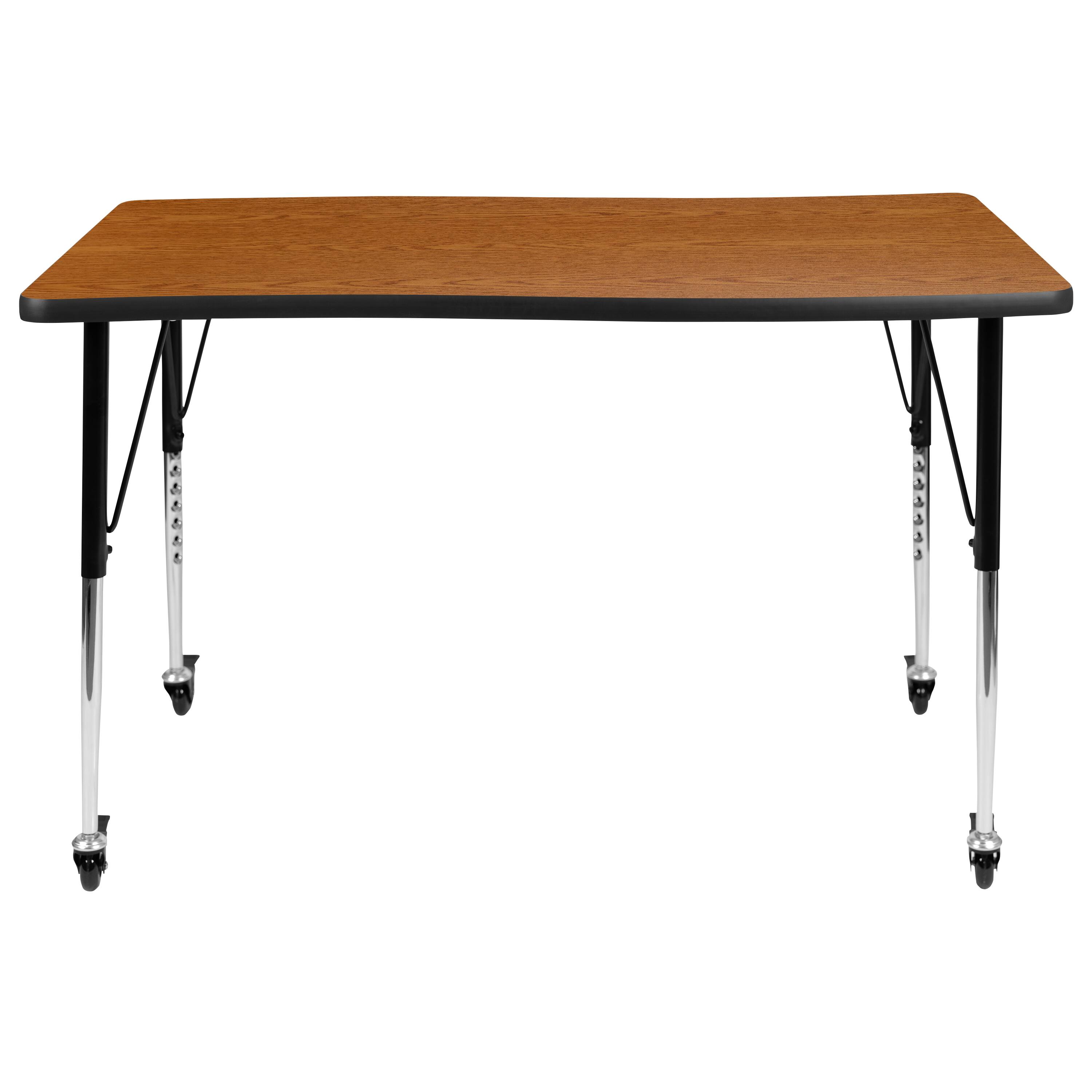 Alt View 5. Emma + Oliver - Mobile 28"Wx47.5"L Rectangle Wave Flexible Collaborative Adjustable Activity Table - Oak.
