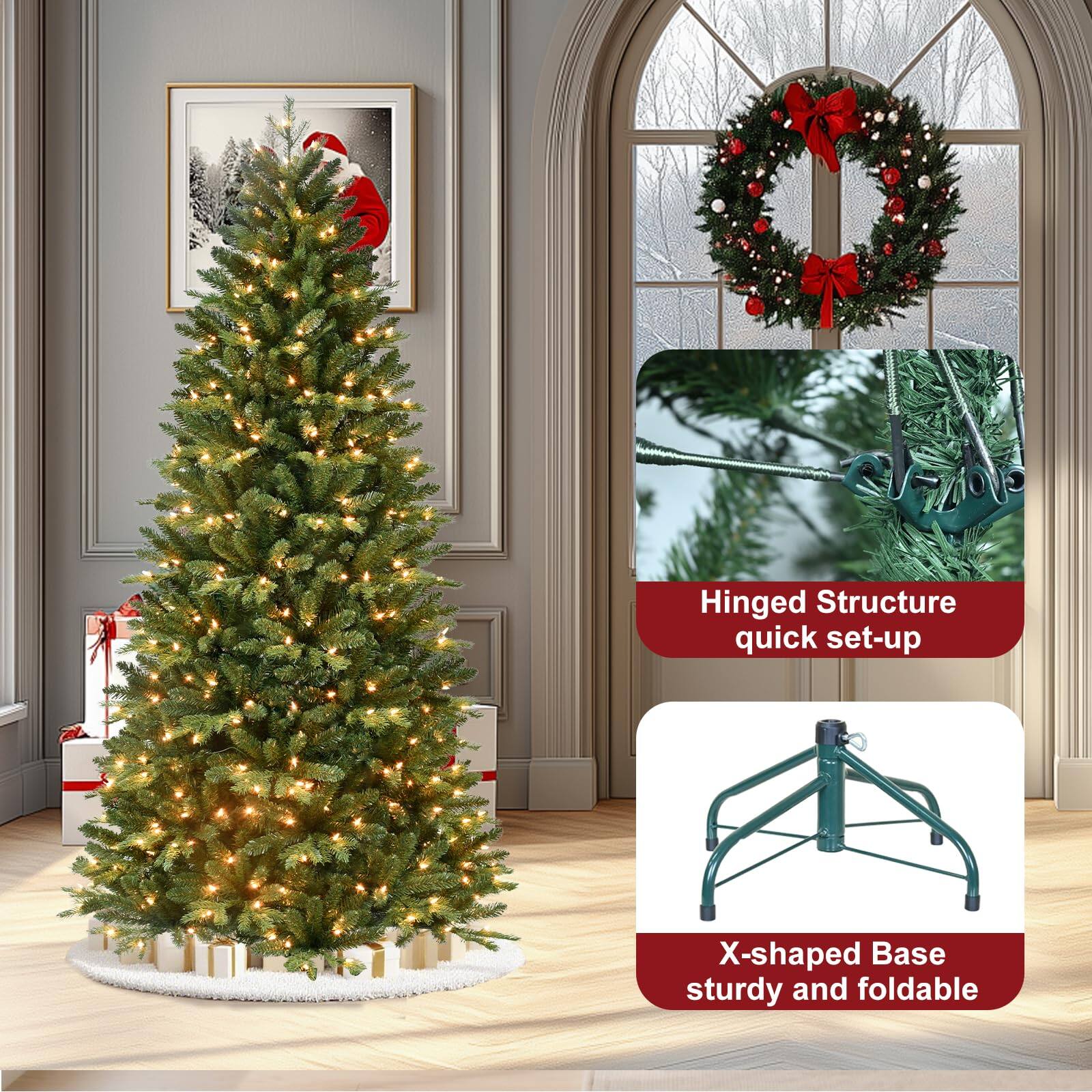 Hinged Structure quick set-up  
X-shaped Base sturdy and foldable