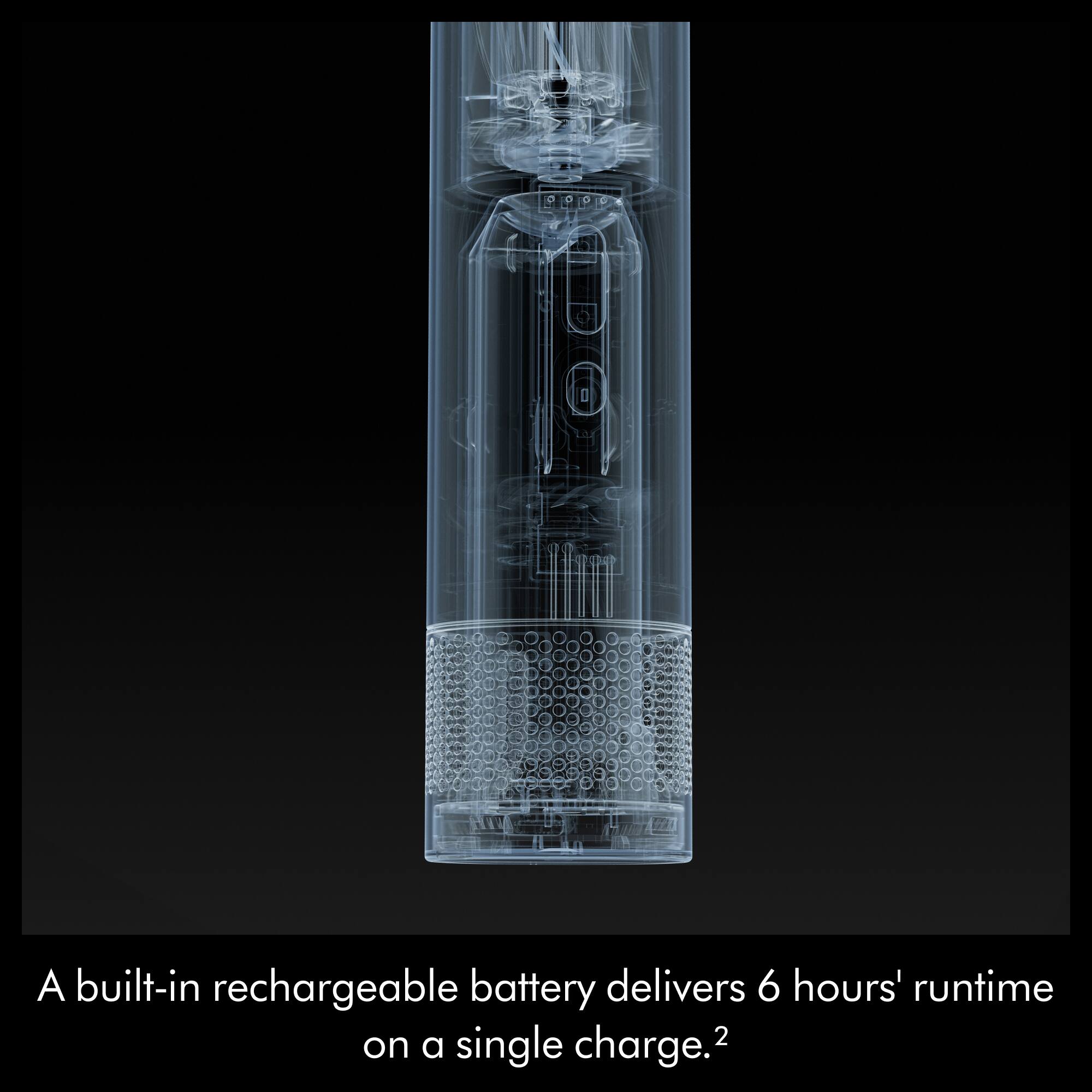 A built-in rechargeable battery delivers 6 hours' runtime on a single charge.²