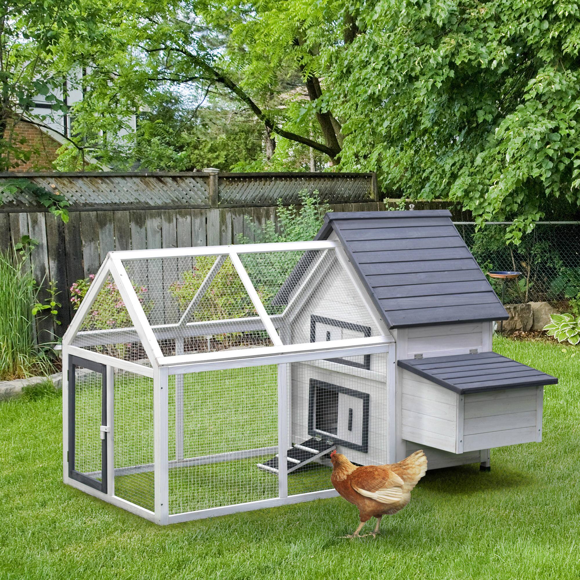 Alt View 1. Pawhut - 65" Chicken Coop Wooden Chicken House Rabbit Hutch Poultry Cage Hen Pen Backyard with Nesting Box.