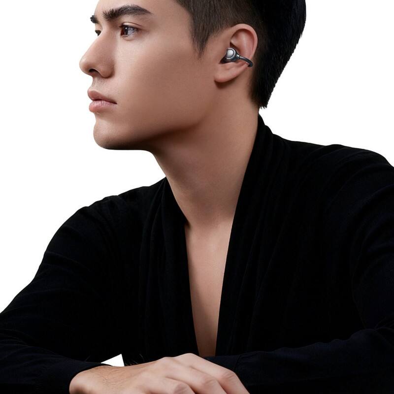 Back. RISOKEYS - Open-Ear Bluetooth Earbuds w/ Clear Call, Voice Control, LED Display, 36H Battery for Running, Commuting ,Black.