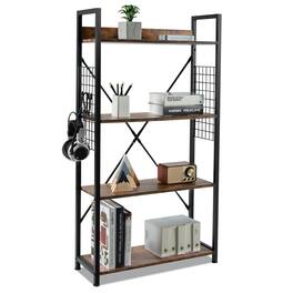 Ecooso - 4-Tier Industrial Open Storage Bookshelf for Living Room or Study - Dark Brown