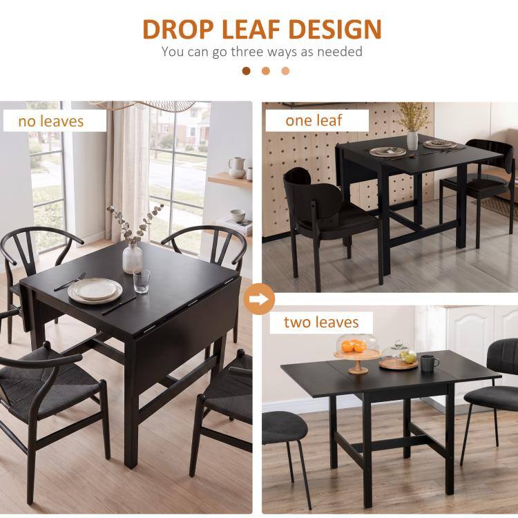 DROP LEAF DESIGN  
You can go three ways as needed  
no leaves  
one leaf  
two leaves