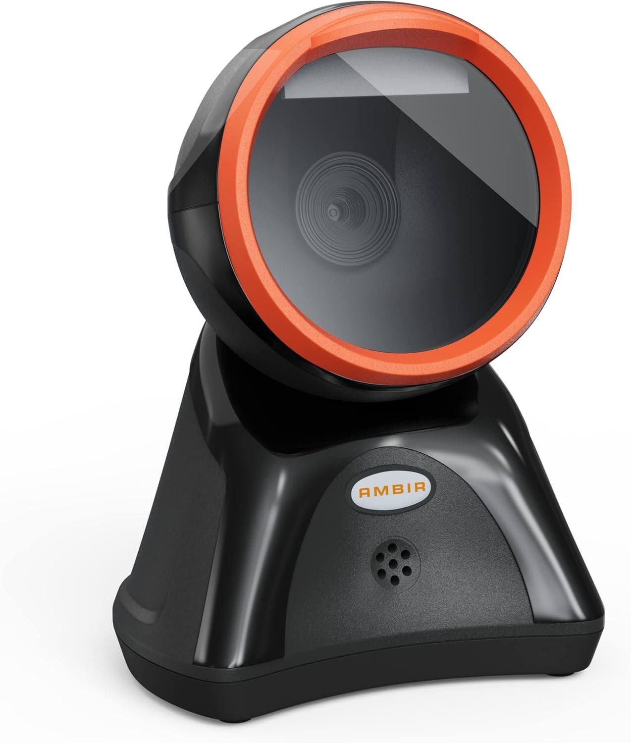Angle. Ambir Technology Inc - Ambir DB100 Hands Free Plug & Play Omni-Directional Desktop USB 1D, 2D and QR Barcode Scanner - Black/Orange - Black and Orange.