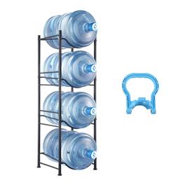 VEVOR - 4 Tiers Water Jug Holder, 5 Gallon Water Bottle Holder, Single Row Water Bottle Rack for 4 Bottles - Black