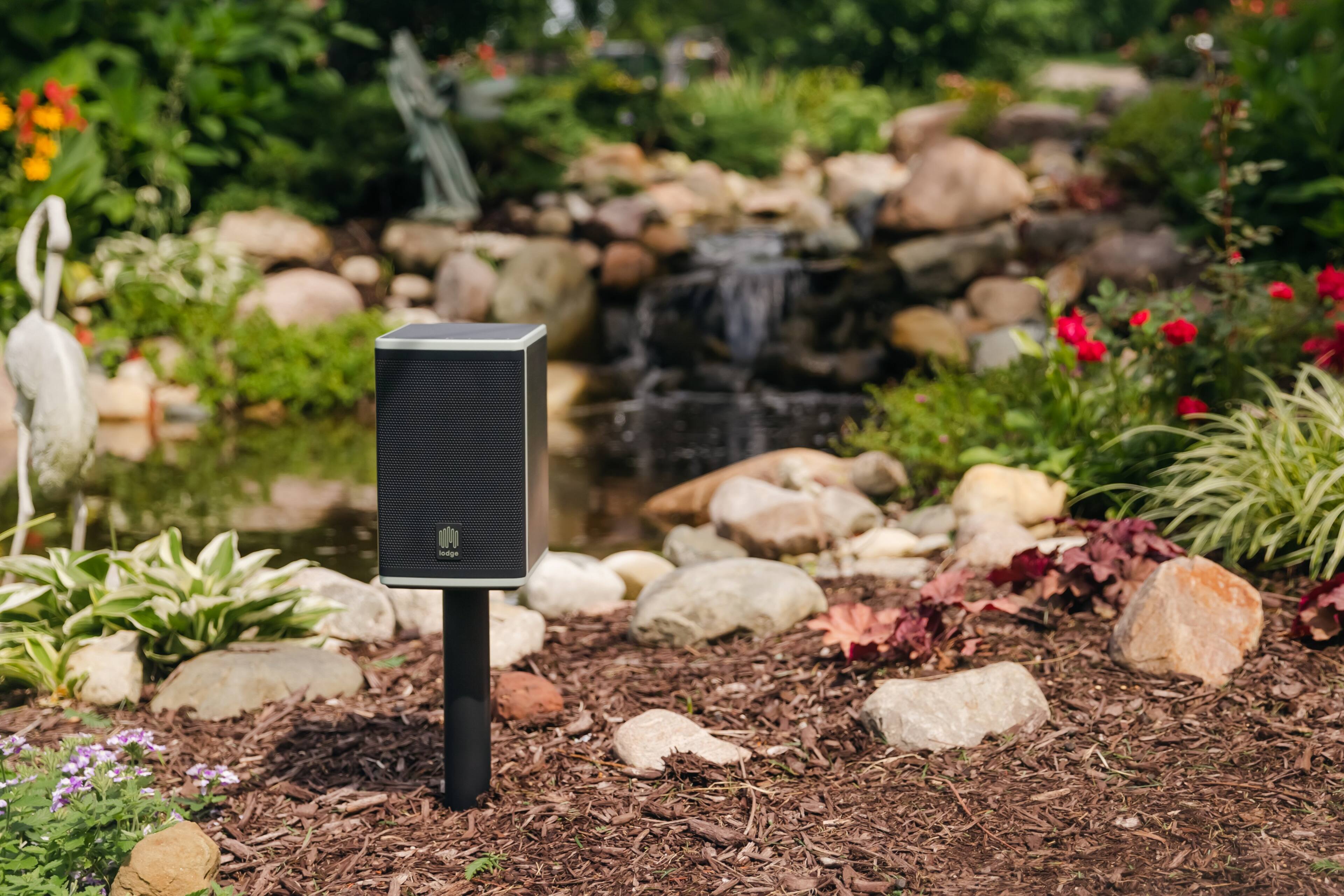 Alt View 2. Lodge - Solar Powered, Premium Sound, Outdoor, Landscape, Weatherproof Bluetooth Speaker 2-Pack (Pair) - Black.