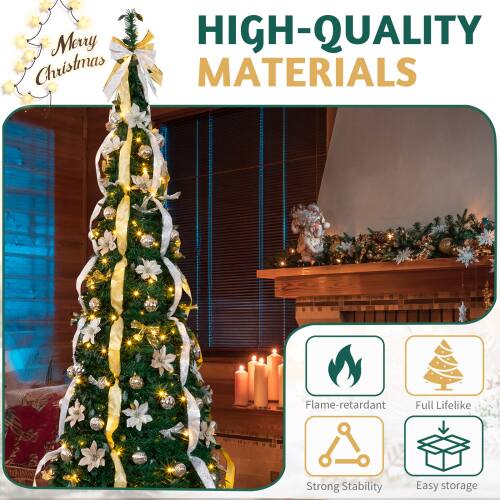 Merry Christmas

HIGH-QUALITY MATERIALS

- Flame-retardant
- Full Lifelike
- Strong Stability
- Easy storage