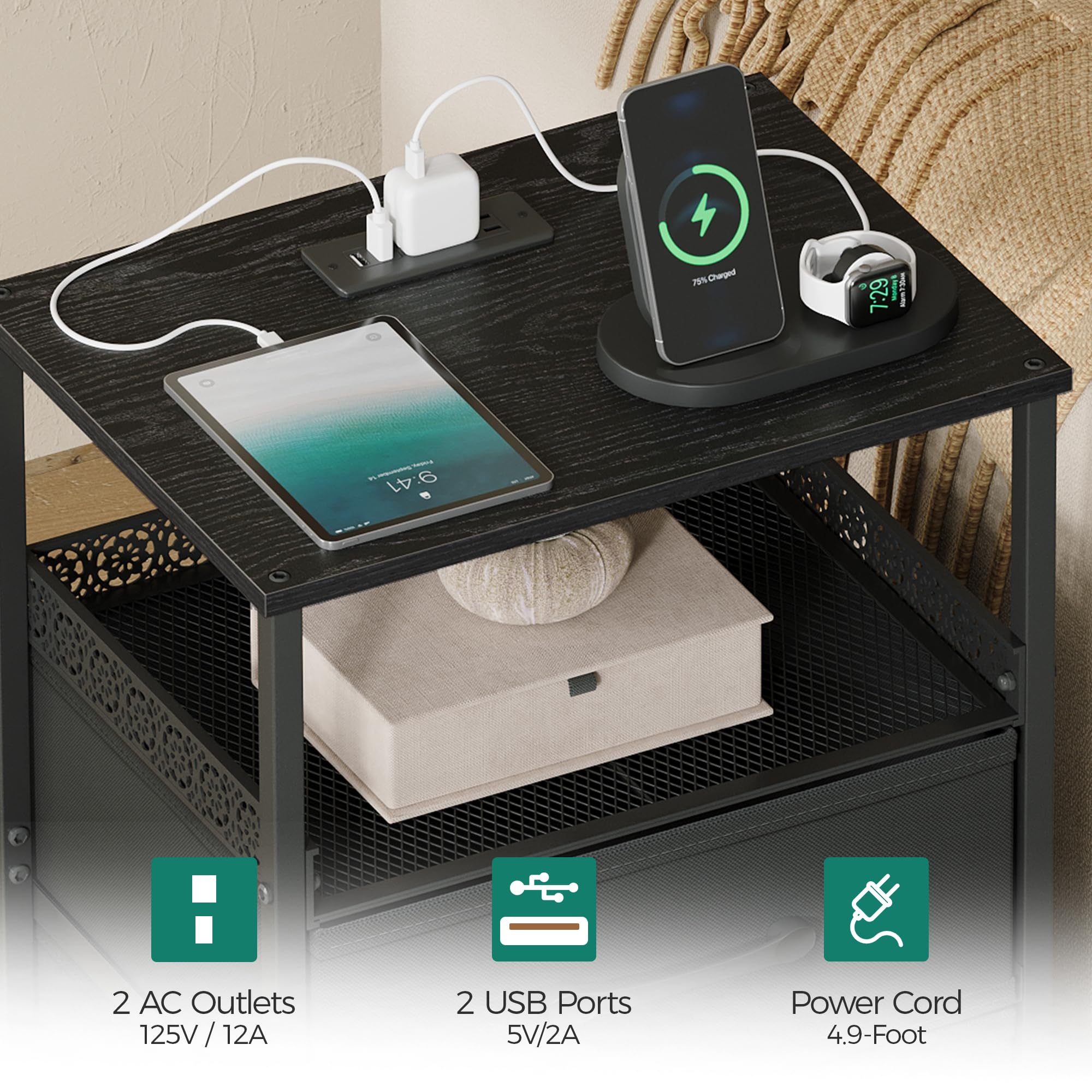 79% Charged  
7:29 PM  
9:41  

2 AC Outlets  
125V / 12A  

2 USB Ports  
5V / 2A  

Power Cord  
4.9-Foot