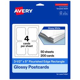 Avery - Cards with Flourished Edges, 3.5" x 5", Glossy 200ct - White