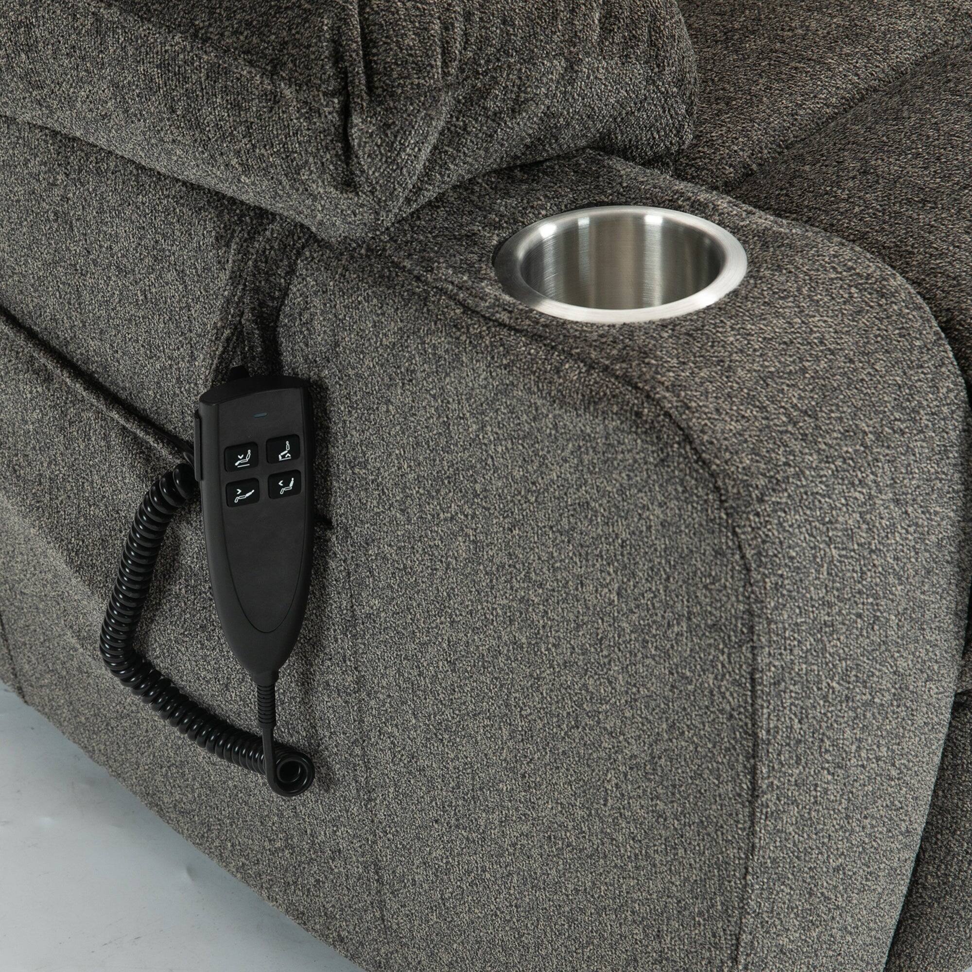 Alt View 2. Boyel Living - Oversized Elderly Electric Lift Chair 4 OKIN Motor 180° Flat Heat Massage 2 Remote 2 Cup Holder 2 Pocket - Dark Brown.