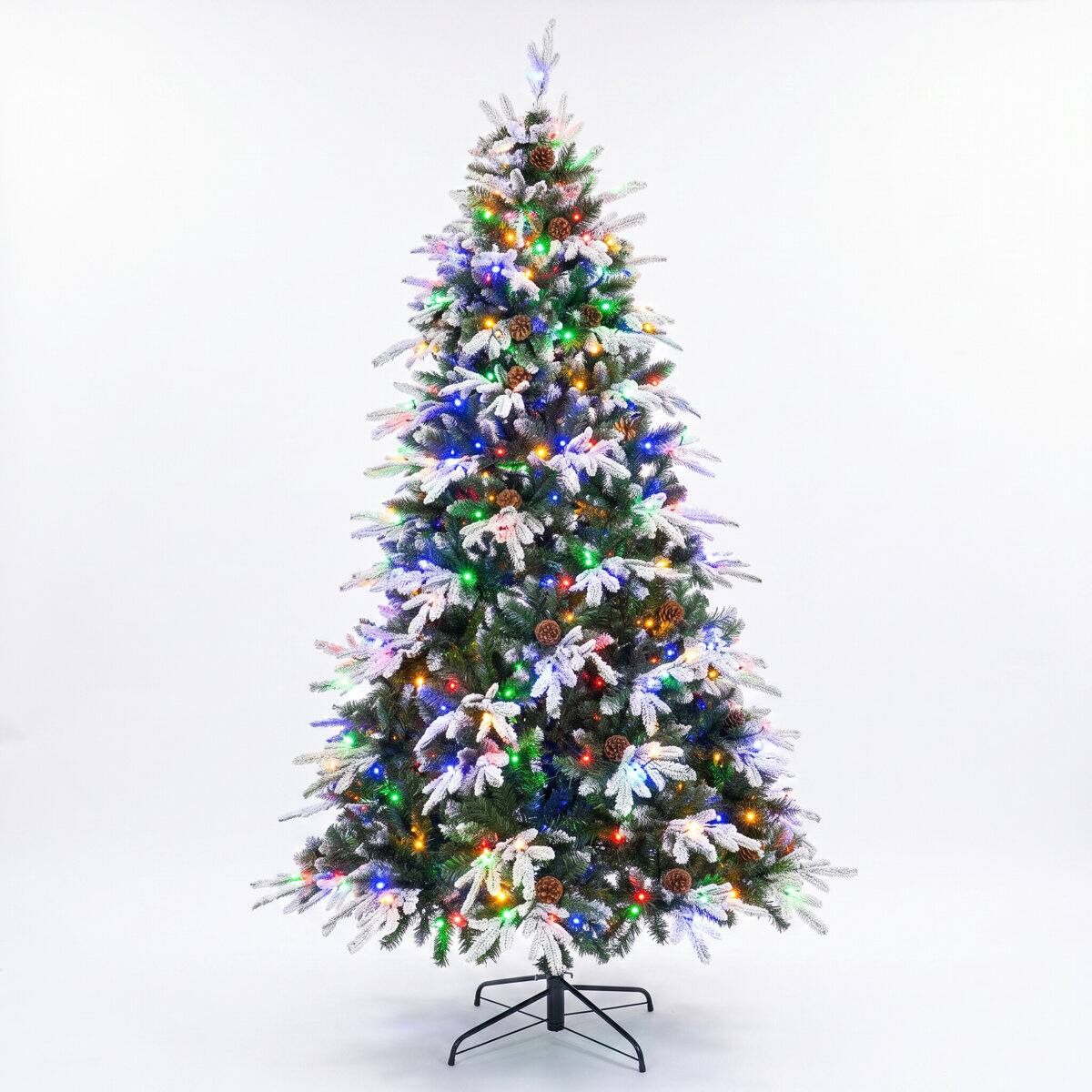 Alt View 10. Wisairt - 7.5FT Pre-Lit Flocked Snow-Tipped PE Realistic Christmas Tree, 1284 Tips, 400 LED 11 Modes - Green.