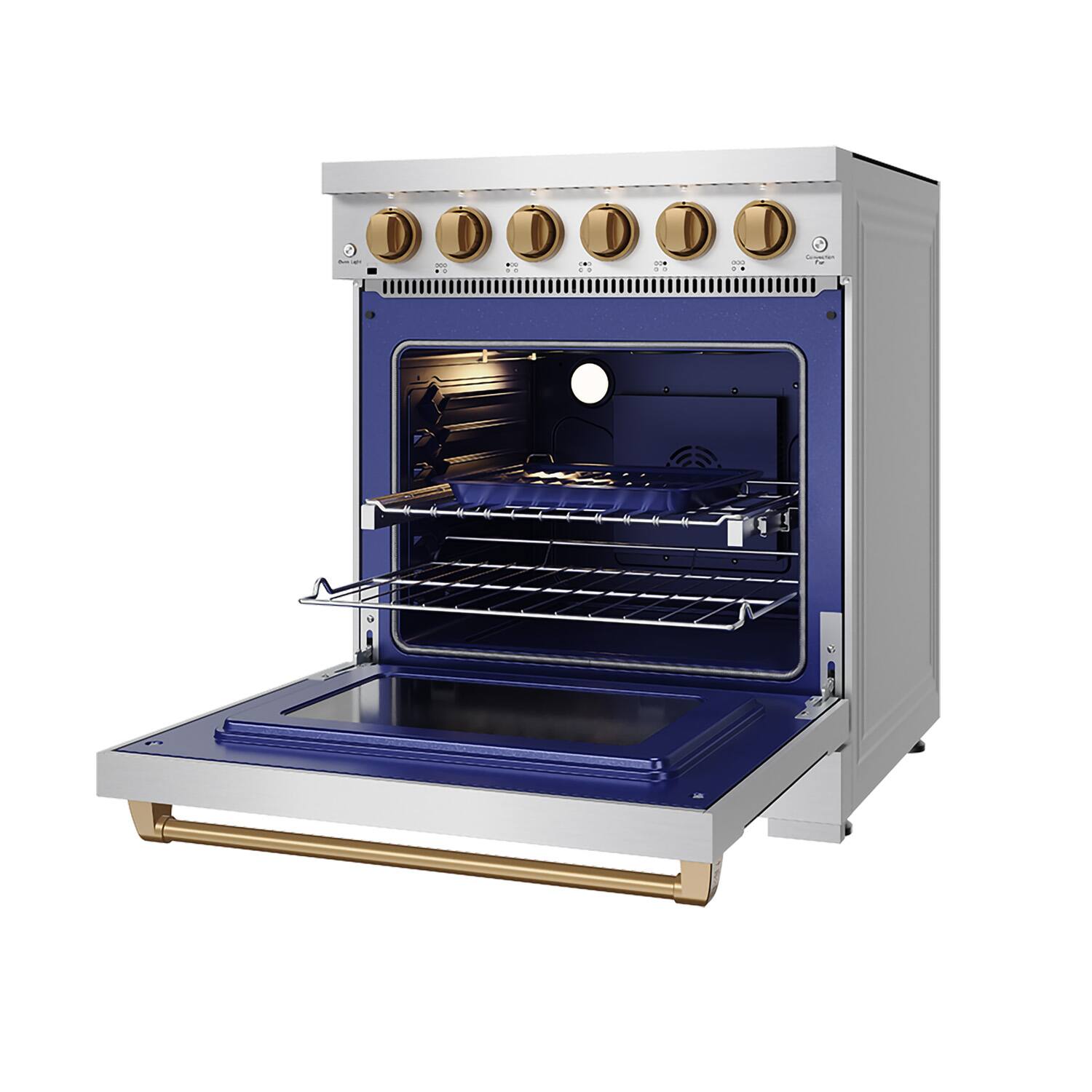 Alt View 2. Thor Kitchen - Gordon Ramsay Series by Thor Kitchen 4.55 Cu. Ft Freestanding Electric Range with Bronze Hardware - Stainless steel.