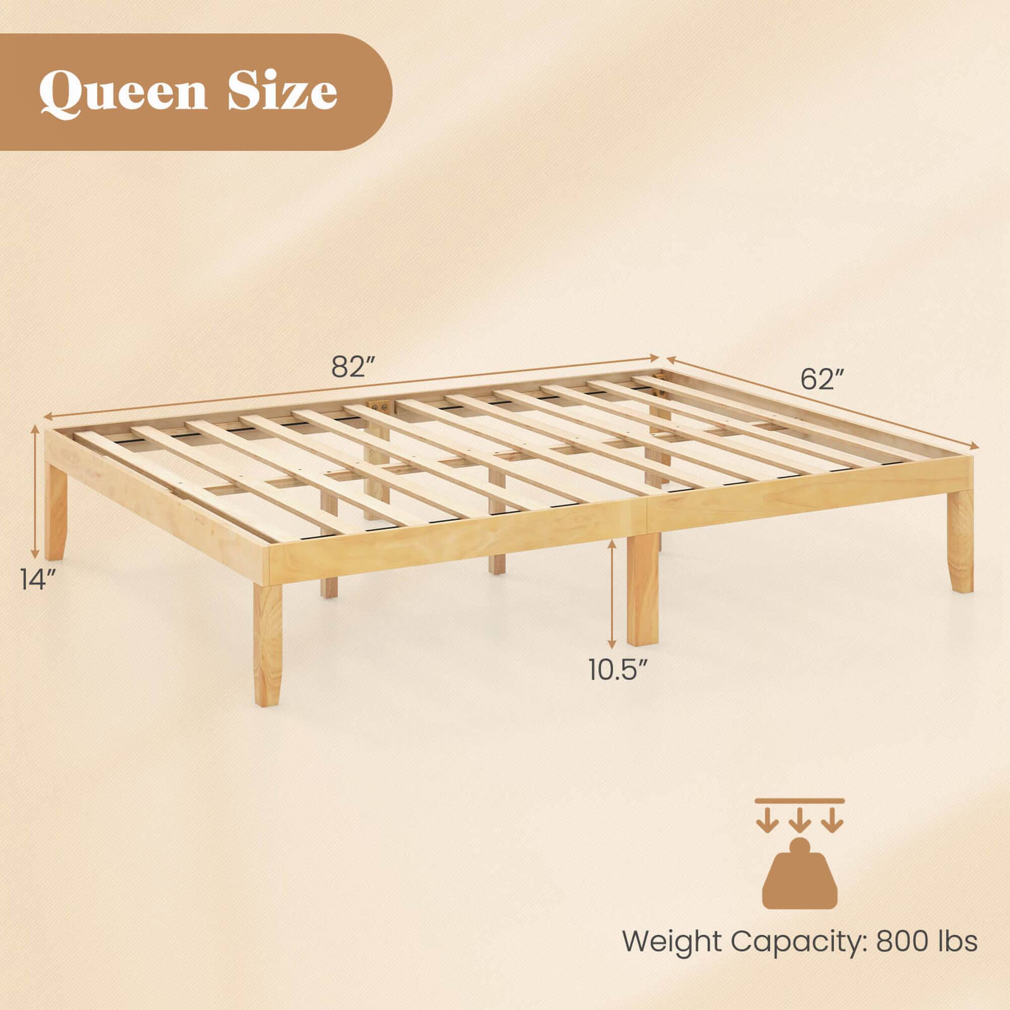 Queen Size: 82" x 62" x 14"
Weight Capacity: 800 lbs