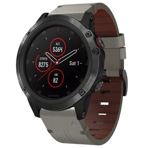 StrapsCo - Italian Leather Strap QuickFit 26 Watch Band For Garmin Fenix 5X & 5X Plus (Extra Long) - Graphite