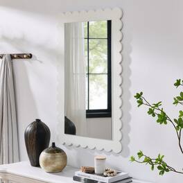 Emmeline Scalloped Rectangle Wall Mirror by Modway - White