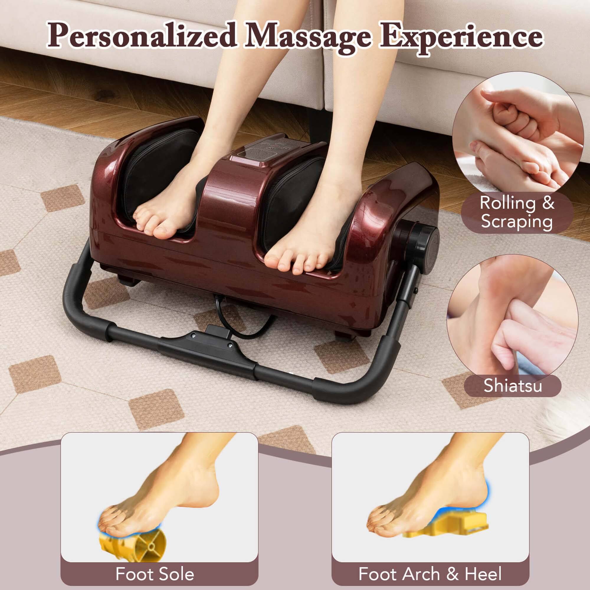 Personalized Massage Experience: Rolling & Scraping, Shiatsu, Foot Sole, Foot Arch & Heel.