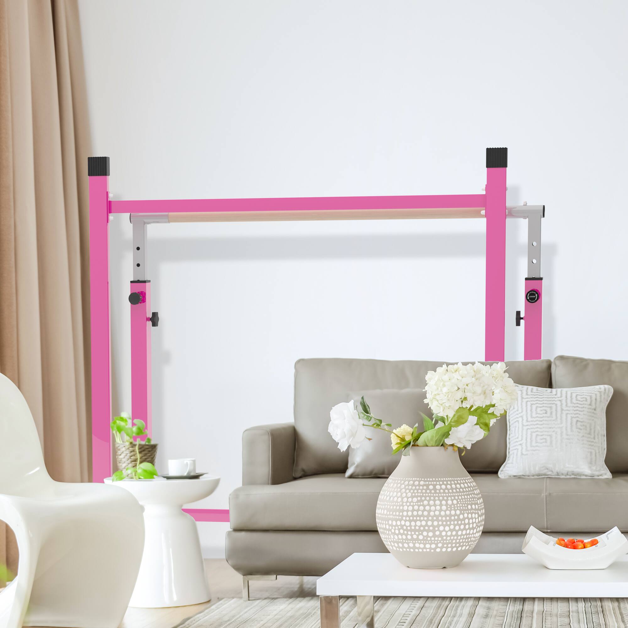 Alt View 1. Ainfox - Ainfox Gymnastic Kip Bar for Kids Training Horizontal Bars for Home Ages 6-15 - pink.