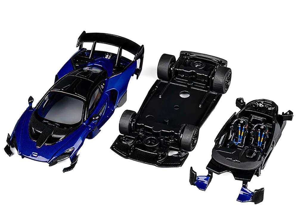Left. CM Models - McLaren Senna GTR Blue Metallic with Black Top 1/64 Diecast Model Car by CM Model - Blue Metallic and Black.