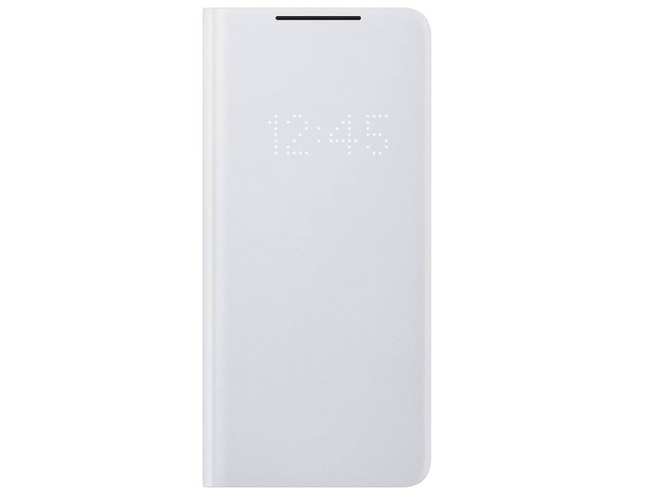 Front. Samsung - Samsung LED Wallet Cover for Galaxy S21+ 5G | Color: Light Grey - Light Grey.