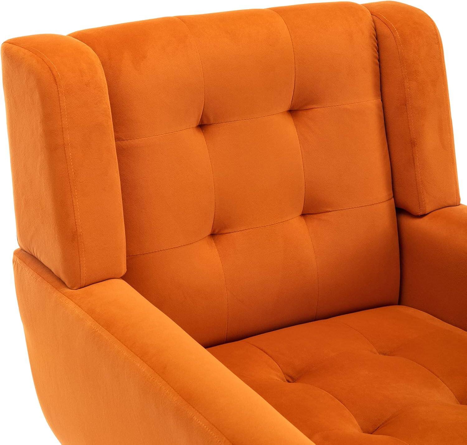 Alt View 6. Trinkets Crazed - Midcentury Modern Accent Chair with Arms, Upholstered Fabric Reading Side Chair - orange.