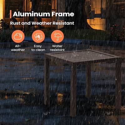 Aluminum Frame  
Rust and Weather Resistant  
All-weather  
Easy to clean  
Water resistant