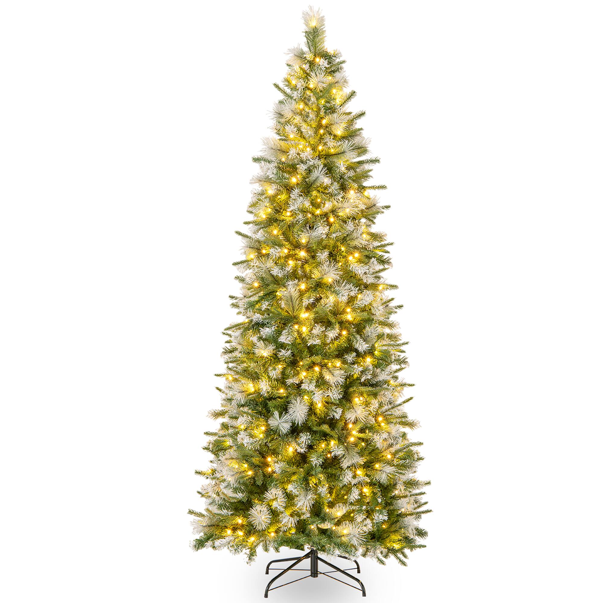 Alt View 9. Gymax - Gymax 7.5 FT Artificial Christmas Tree Pre-Lit Hinged Xmas Tree w/ 820 Flocked Frosted Tips - Green, White.