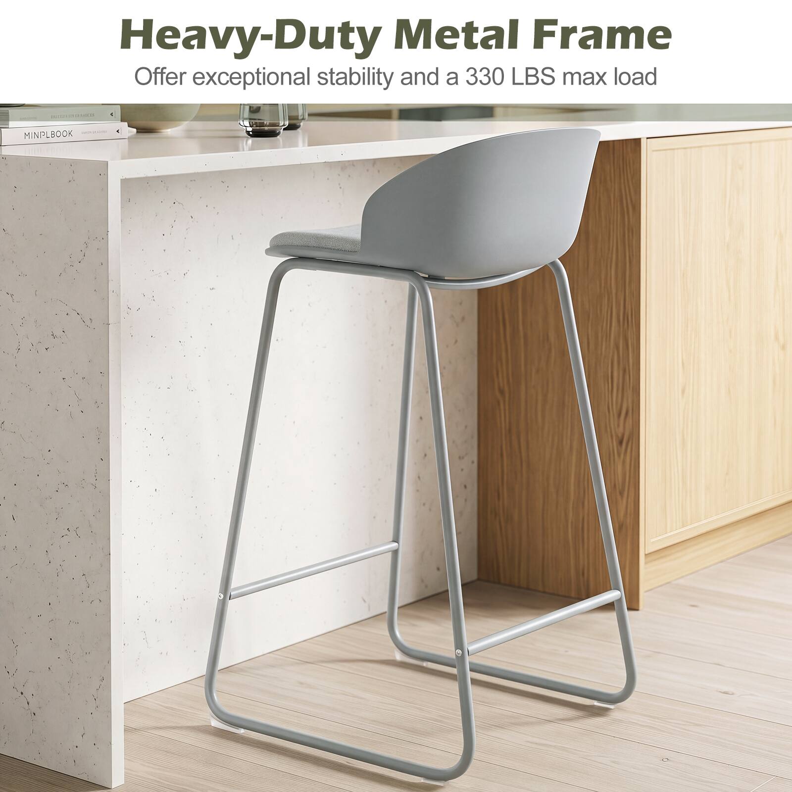 Heavy-Duty Metal Frame  
Offer exceptional stability and a 330 LBS max load