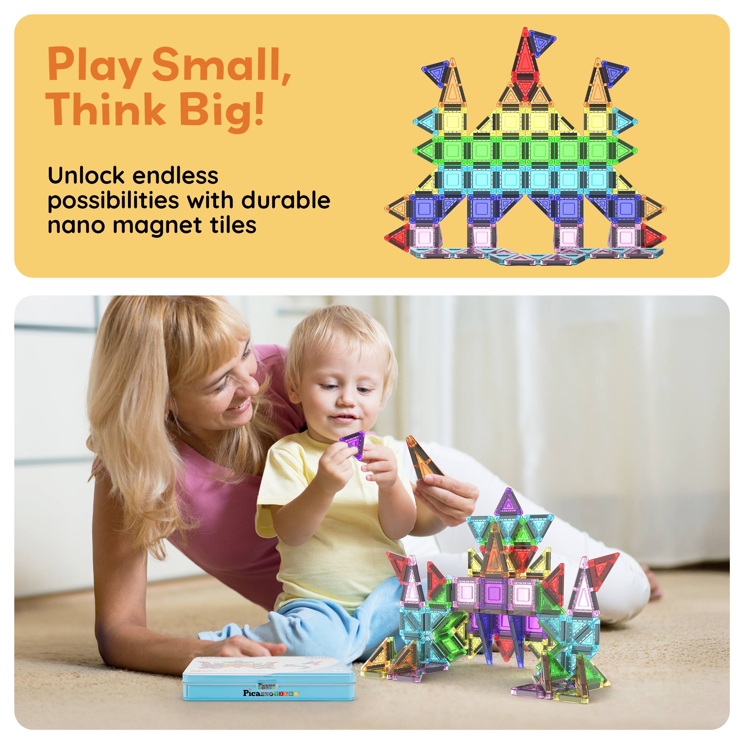 Play Small, Think Big!  
Unlock endless possibilities with durable nano magnet tiles