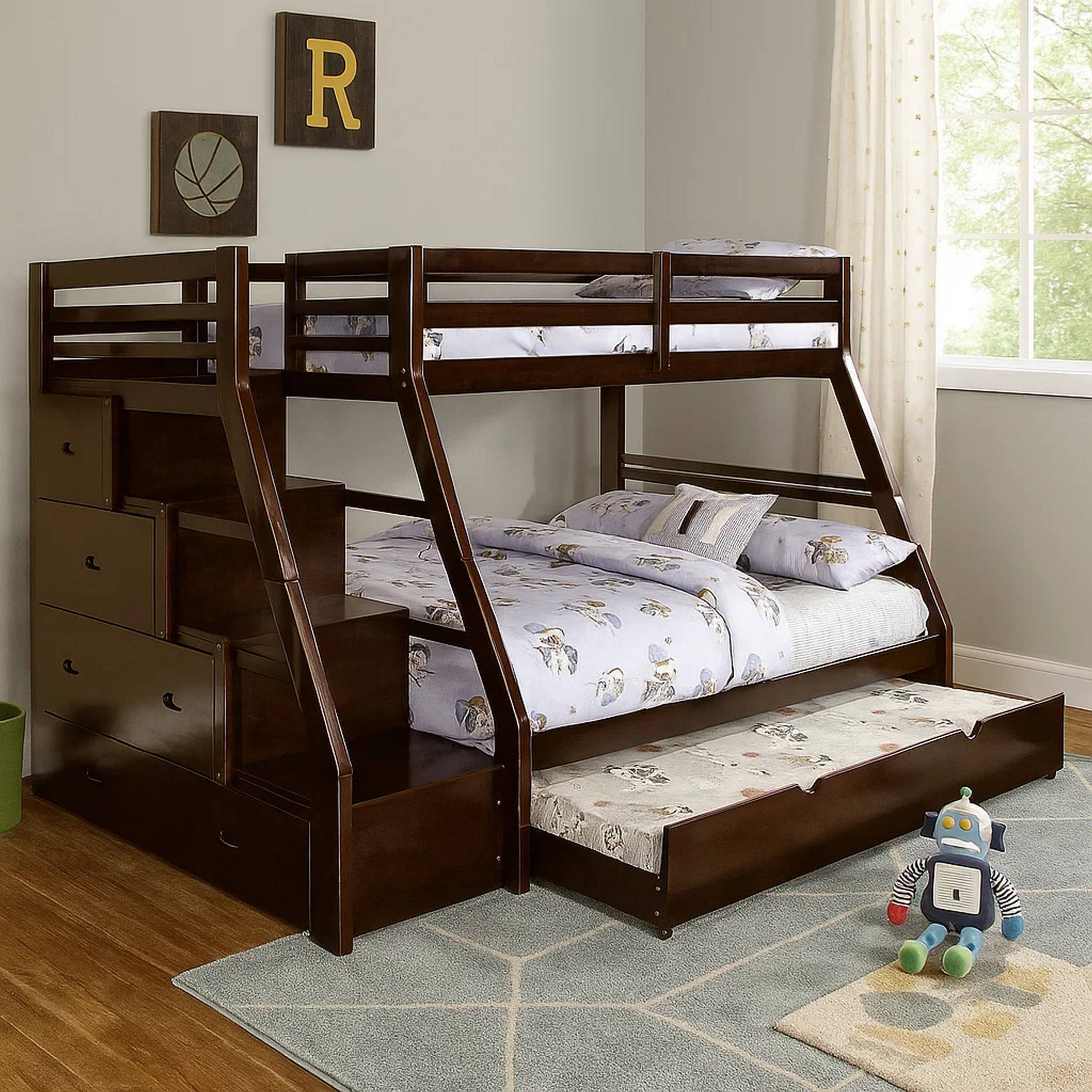Alt View 5. Manhattan Lane - Ellon Twin over Full Bunk Bed, Trundle, Espresso Brown Wood, Drawers - Espresso Brown.