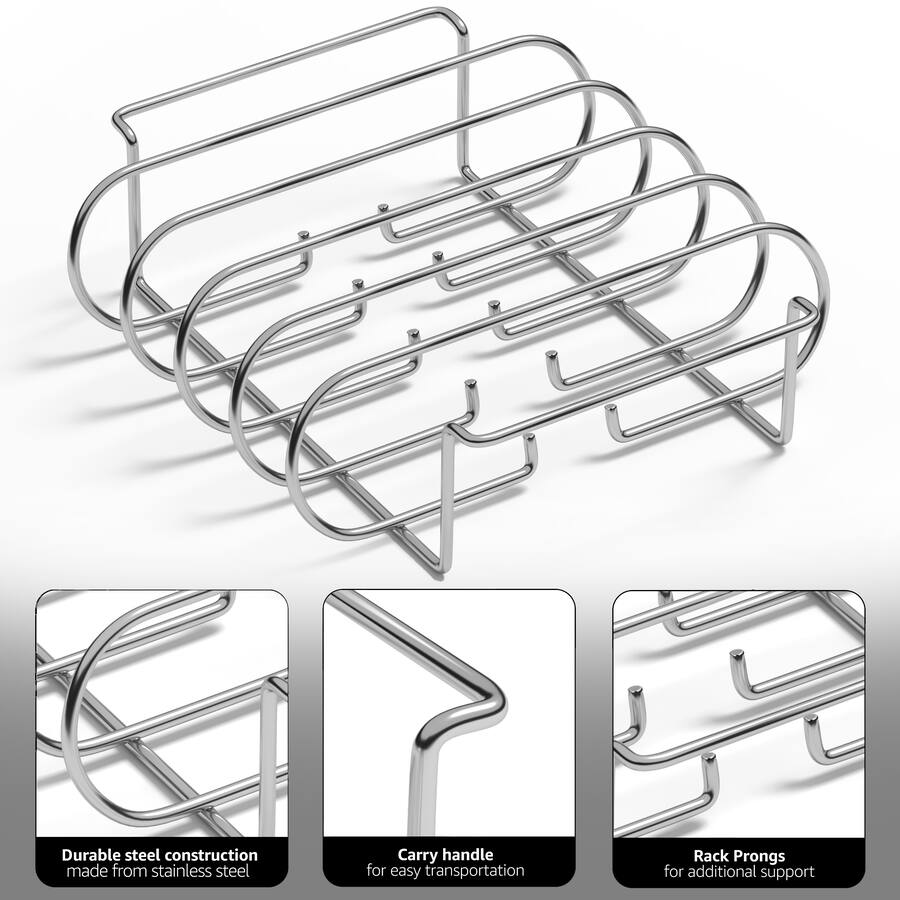 Sorbus BBQ Non Stick Rib Rack Holds 4 Rib Racks for Grilling ...