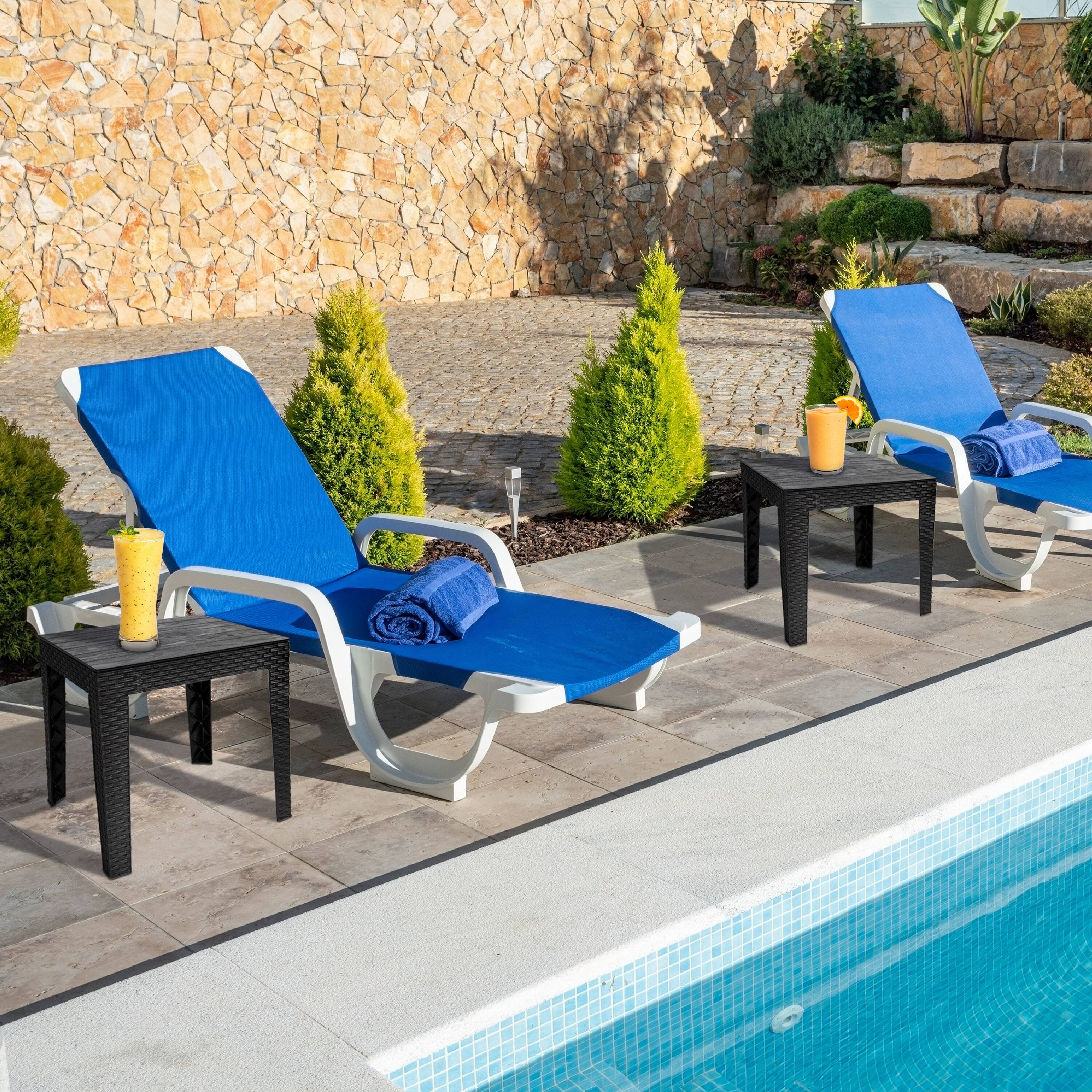 Alt View 7. Sunnydaze - 16.5" Square Weather-Resistant Outdoor End Tables - 4 - Black.